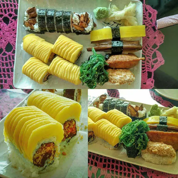 Assorted sushi at Fu Tien Vegetarian Restaurant In Ipoh