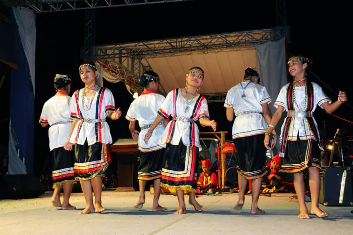 Bidayuh Girls In Costume Performing A Cultural Dance