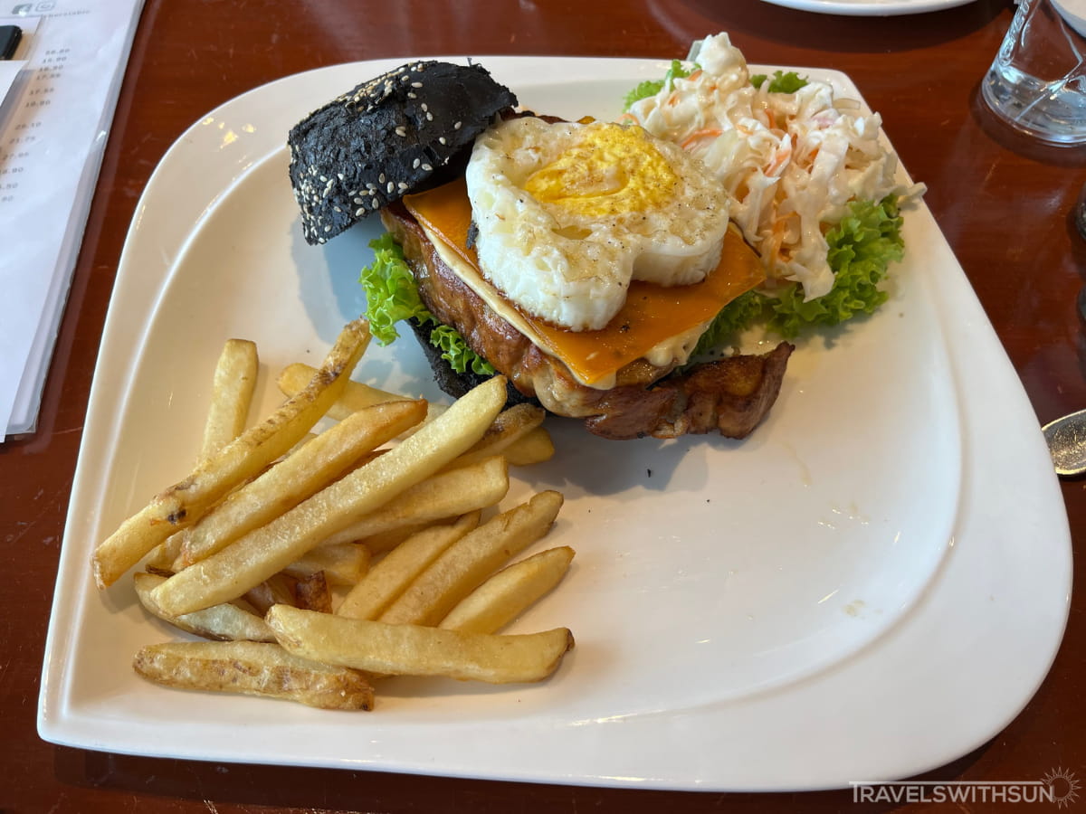 Burger With Fries And Coleslaw At The Butcher's Table In Ipoh