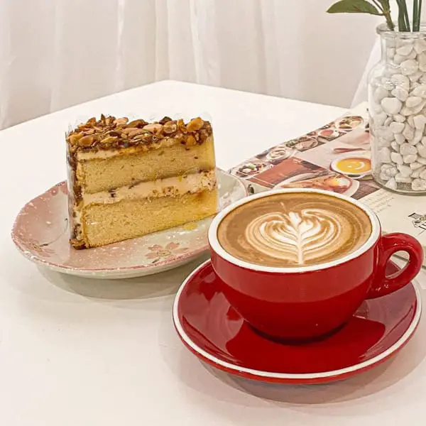 Cappucino And A Slice Of Cake At Surya Cafe Klang