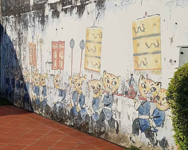 Cats And Humans Happily Living Together, One Of The Works Under 101 Kittens Penang Street Art Project
