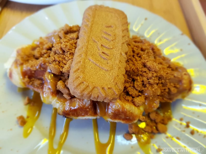 Close Up View Of Croffle With Lotus Biscoff Topping At Croffle Cafe SS2