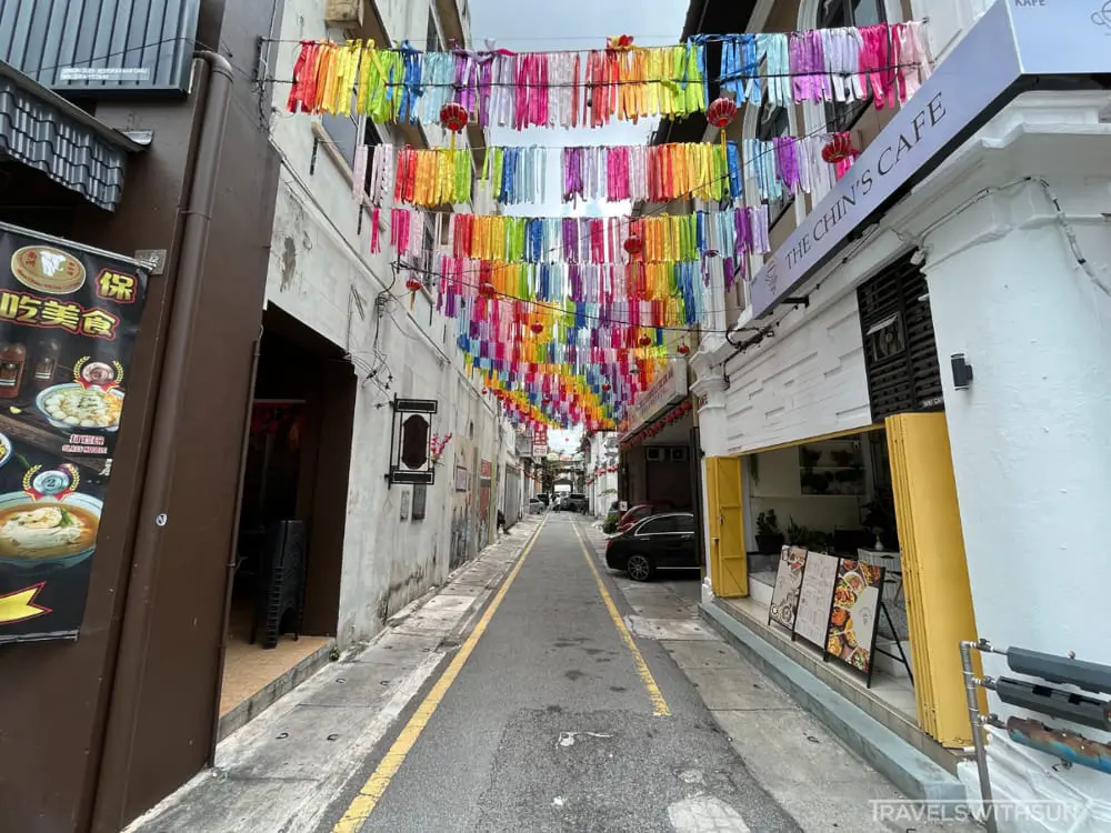 Colorful Banners At The Front Of Market Lane In Ipoh