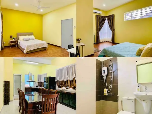 Cozy Kuala Selangor Homestay Bedroom, Kitchen and Showers