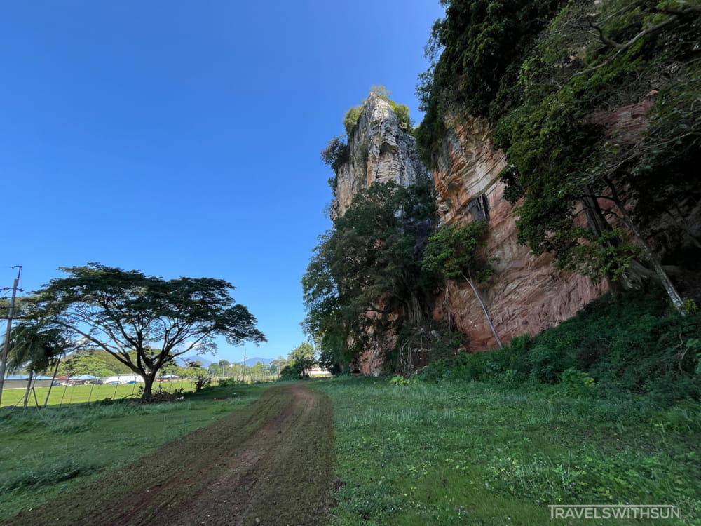 Dirt Road Beside The Limestone Hill Where Tambun Cave Is
