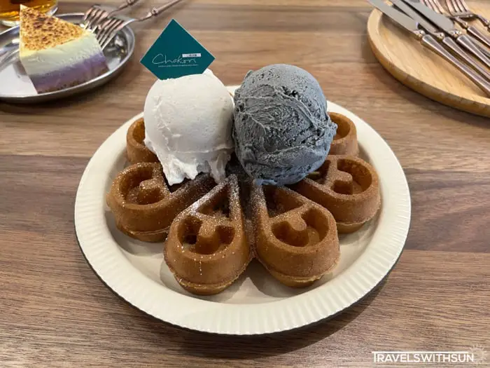 Double Scoop Gelato With Waffles At Chakori