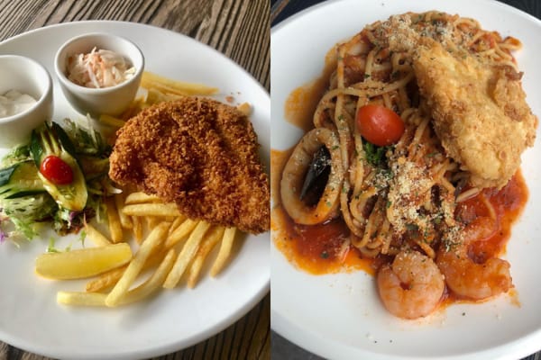 Fish and Chips And Spaghetti Marinara At The Hideout Cafe Bukit Jelutong
