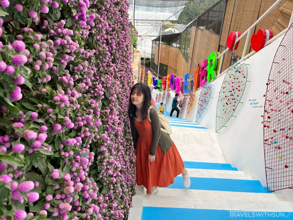 Flower Wall And Love Locks By A Staircase At Agro Market Cameron Highlands