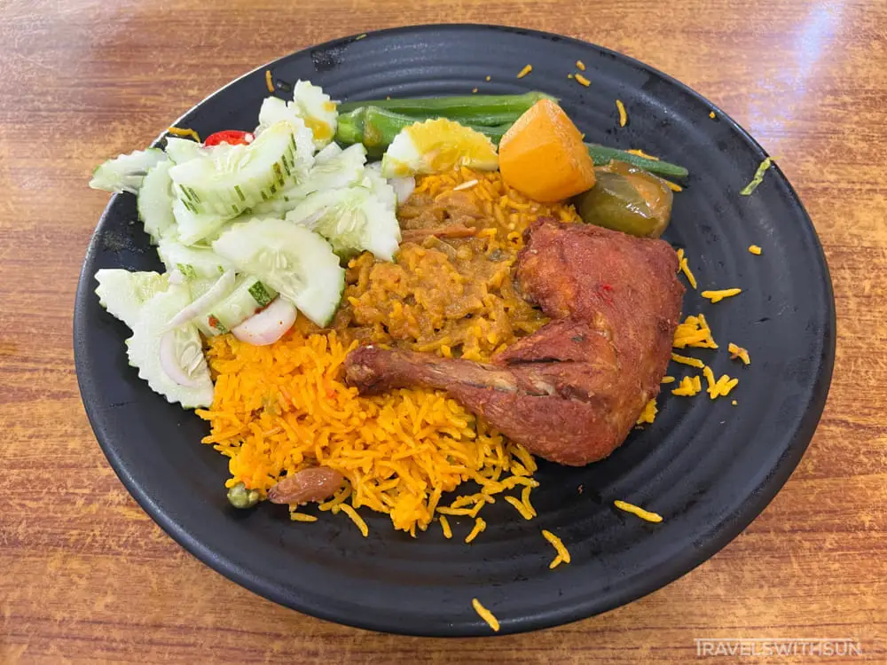 Fried Chicken With Biryani Rice At Hameediyah Restaurant On Campbell Street, George Town