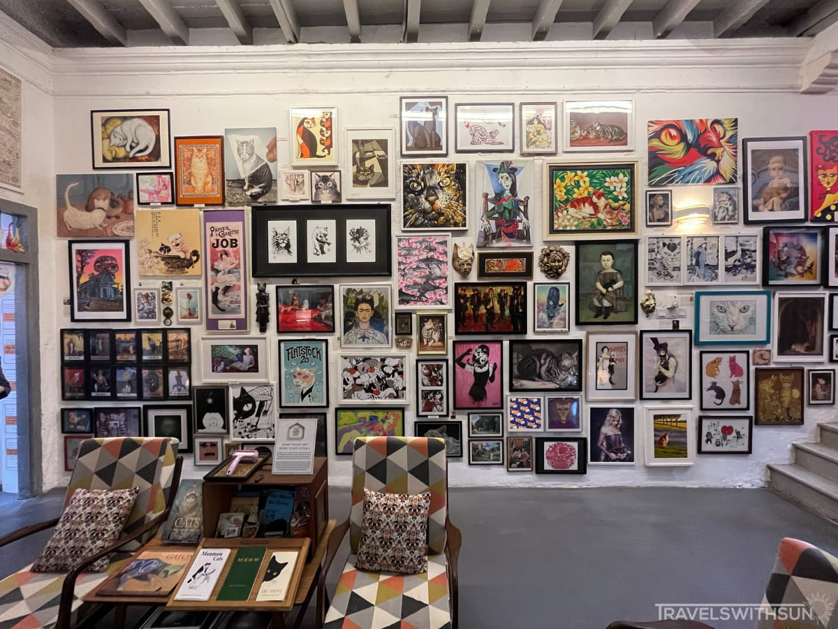 Full Gallery Wall At Meowseum Museum Of Cat Art & Craft