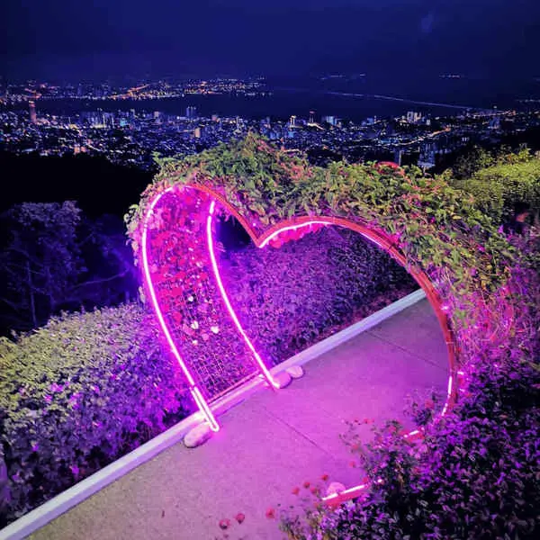 Heart-Shaped Arch With Penang City In The Background
