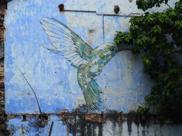 Hummingbird Mural In Ipoh Old Town