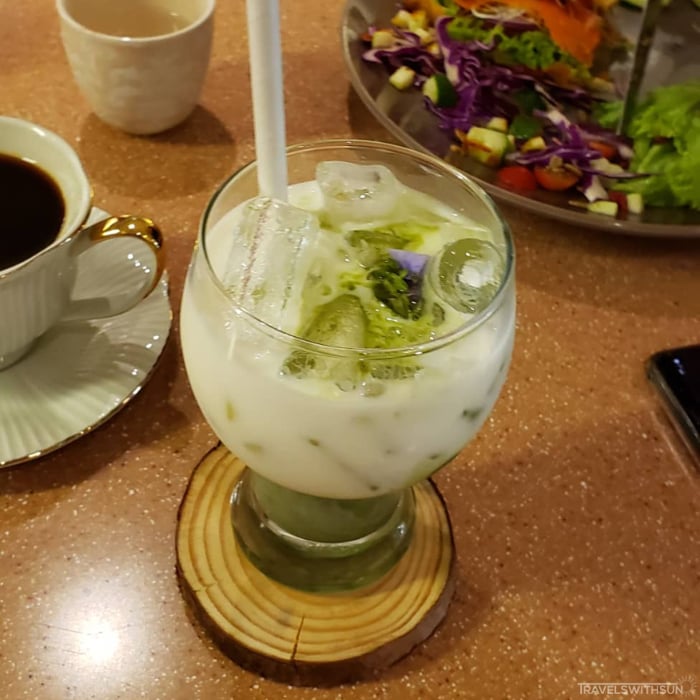 Iced Matcha Latte (Niko Neko) At A Little Bud Florist Cafe