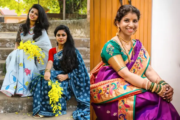 Indian Women Wearing Traditional Sari