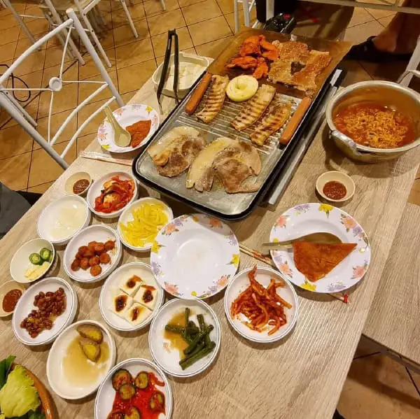 Ingredients Laid Out At Restoran Korean BBQ - Don Dwae Ji Sam Gyeob Sal