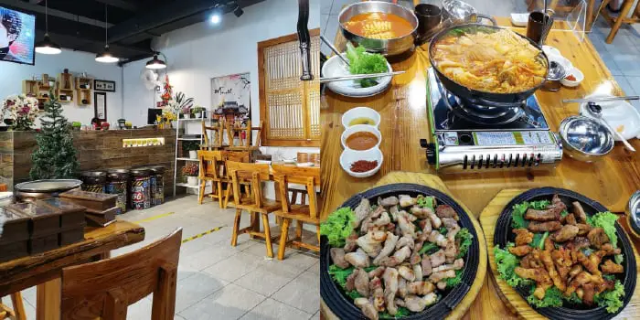 Interior And BBQ Meal At E-C-NE Korean BBQ and Hotpot Restaurant