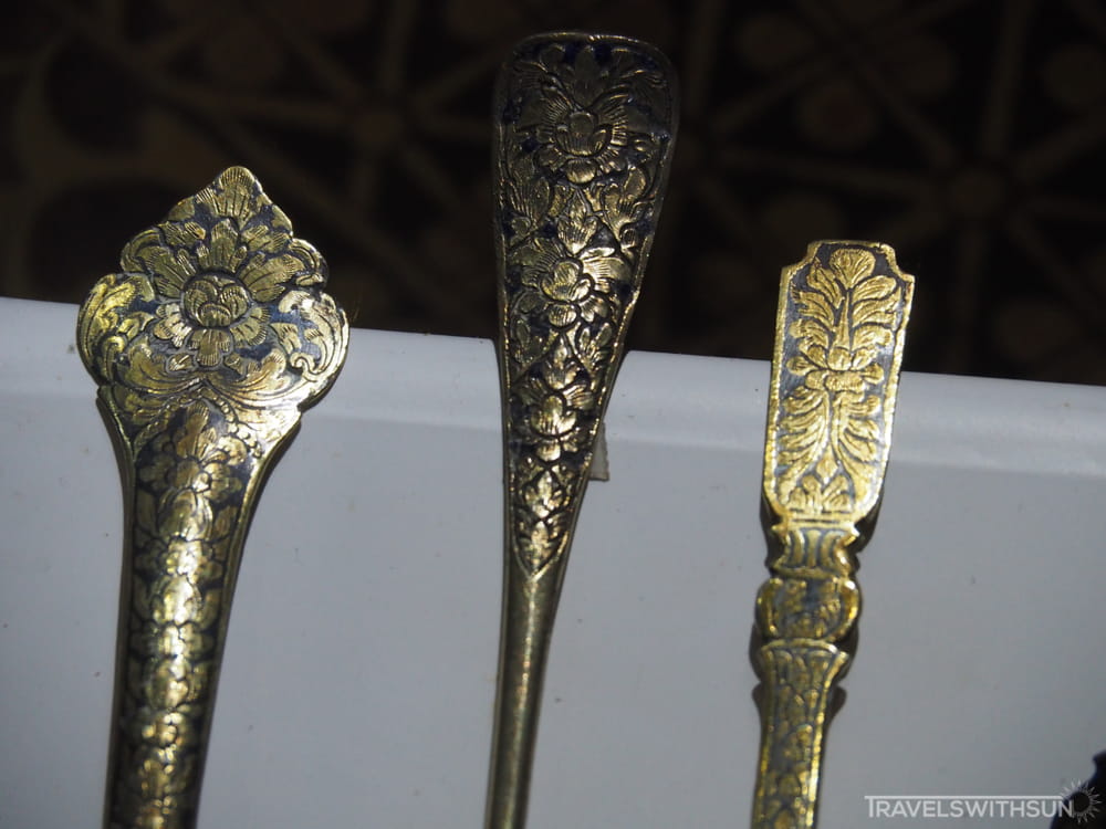 Intricate Details On Spoon Handles At Perak Museum In Taiping