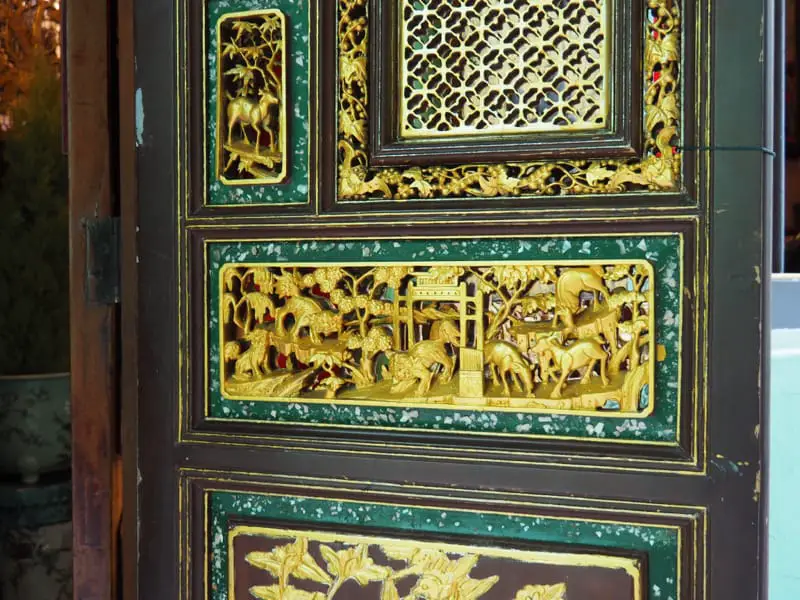 Intricated Details On A Door At Penang Peranakan Museum