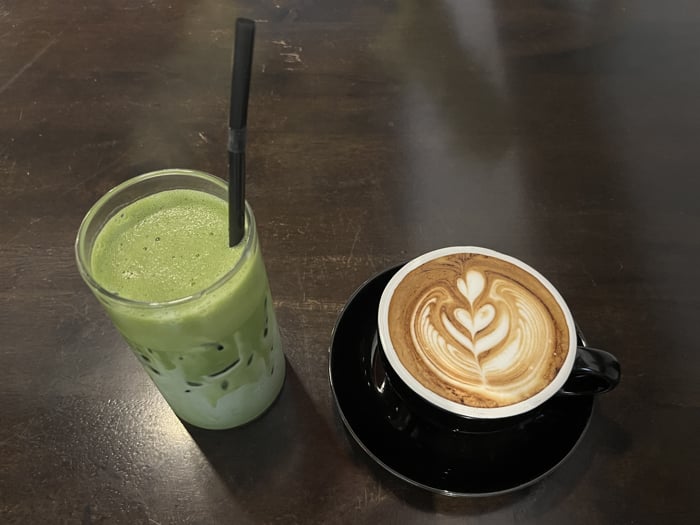 Matcha Latte And Cappuccino At Girlie Cafe