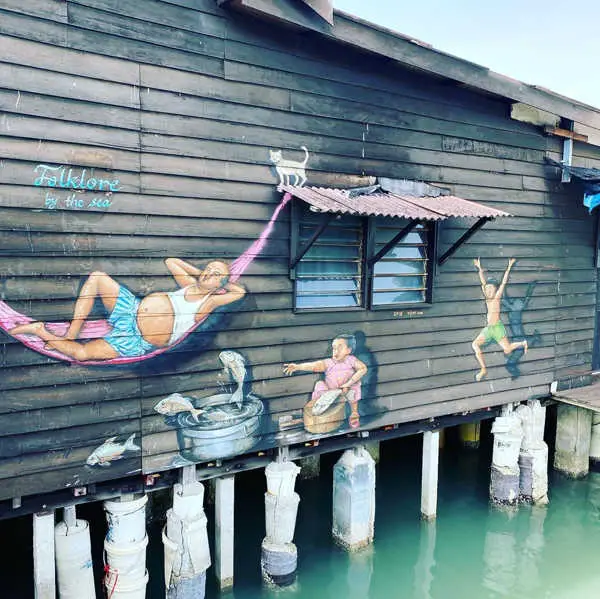 Mural Of A Local Scene At Chew Jetty Penang (姓周桥)