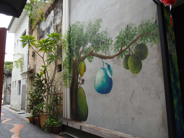 Mural of fruit-bearing tree in Ipoh Old Town
