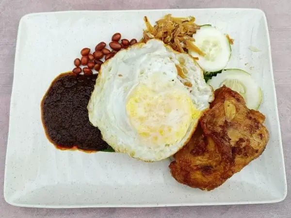 Nasi Lemak With Chicken And A Sunnyside Up Egg At Warung Coffee Langkawi