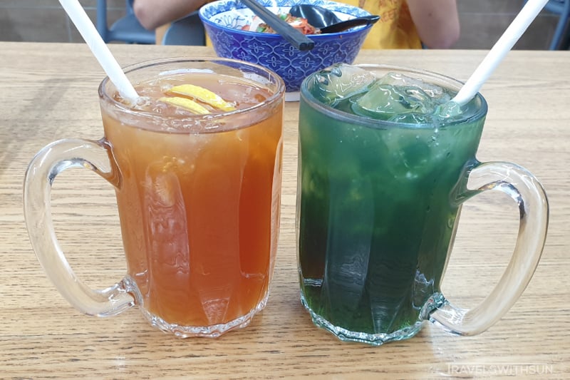 Pandan Wheatgrass (Right) & Ice Lemon Tea (Left) At Mama Ting Restaurant In SS2