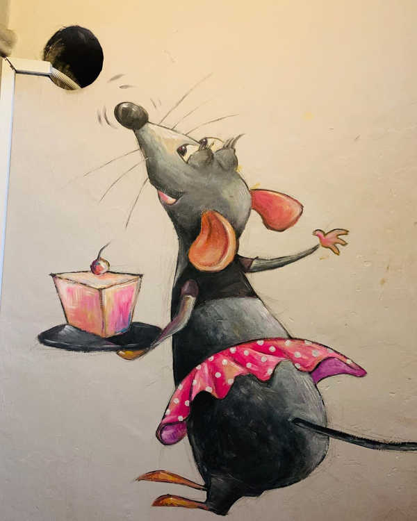 Rat Cartoon At Dolce Dessert Cafe In Penang