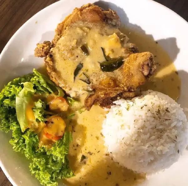 Salted Egg Chicken Chop Rice At Cuppa Memories Cafe, Kepong