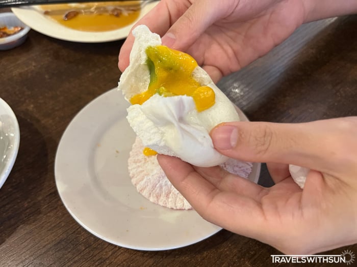 Salted Egg Yolk And Pandan Custard Buns At Chooi Yue Dim Sum