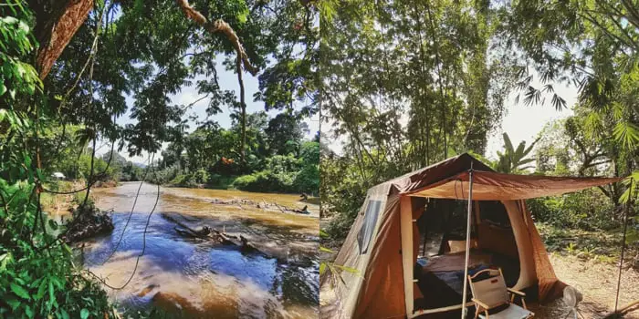 Sandy Campsite And River At Hammocks By The River