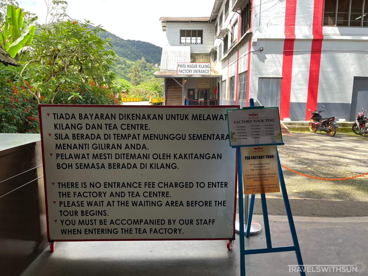 Signage For The Tours At BOH Sungai Palas Tea Centre