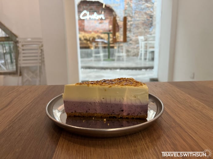 Slice Of Blueberry Cheesecake At Chakori