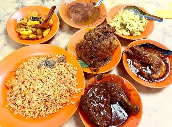 Spread Of Nasi Kandar Dishes At Tajuddin Hussain Nasi Kandar, Penang