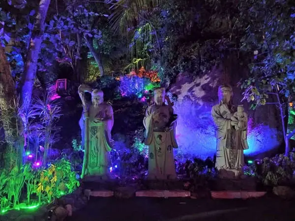 Statures Backlit By Colored LEDs At Penang Avatar Secret Garden