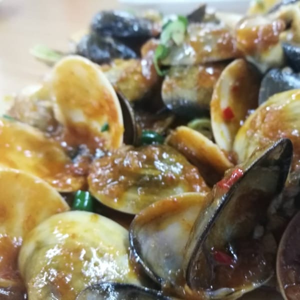 Steamed Clams With Sour And Spicy Sauce At Teoh's Chinese Seafood