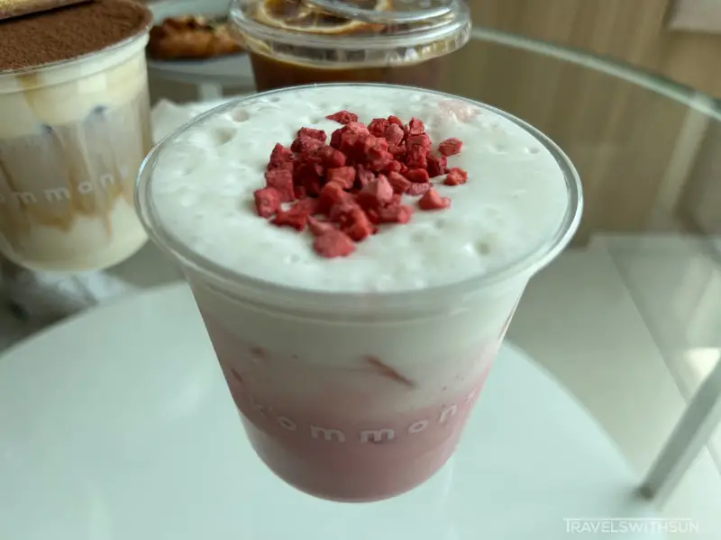 Strawberry Latte At Kommons Cafe In Ipoh