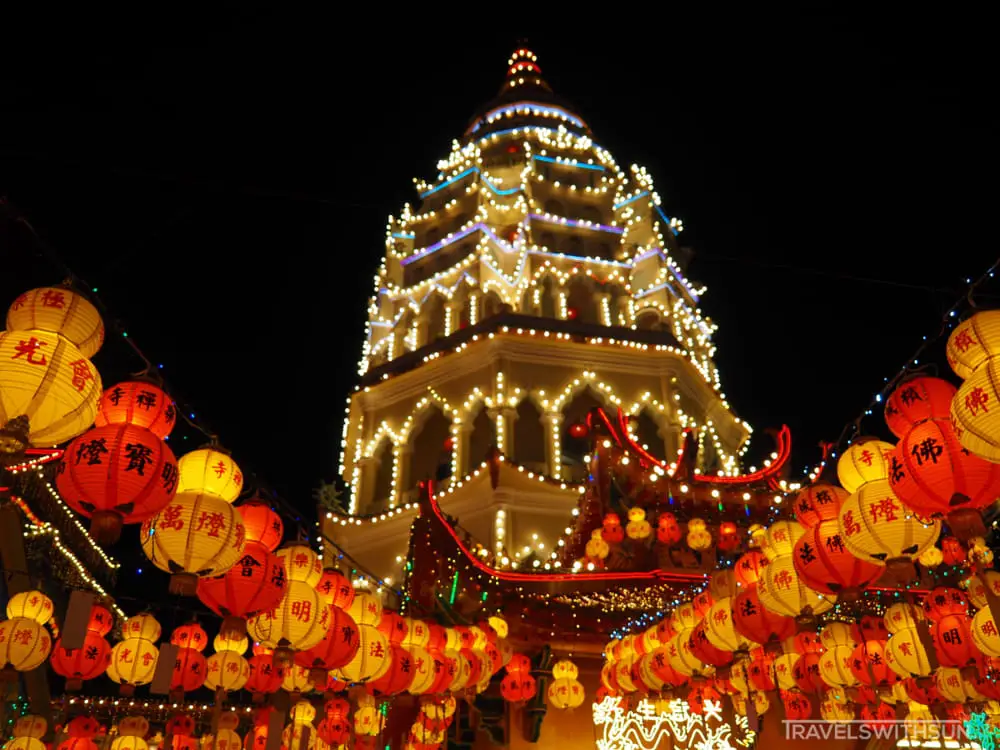 The Pagoda Of Ten Thousand Buddhas At Night