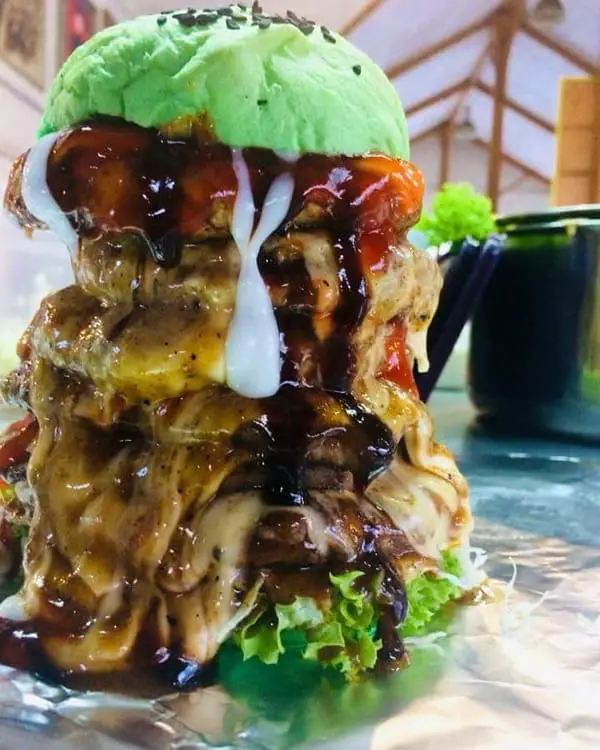 Tower Burger With Cheese At LA Burger Kukus Taiping