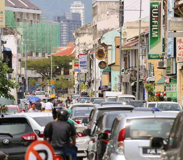 Traffic In George Town Penang (Chulia Street)