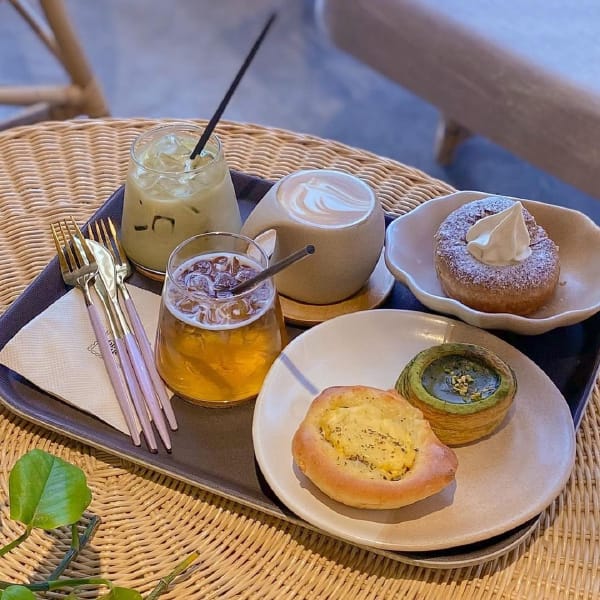 Various Baked Treats And Beverages At Oh Apong