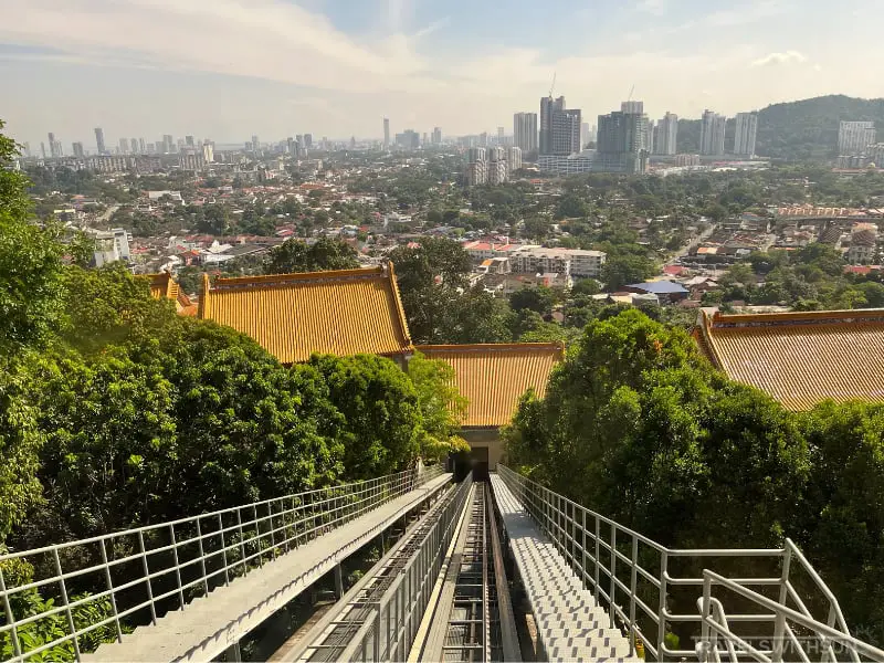 View Of The Track For The Inclined Lift Up To Kek Lok Si Temple