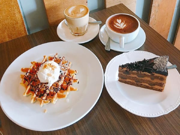 Waffles, Cake And Coffee At Cuppa Memories Cafe