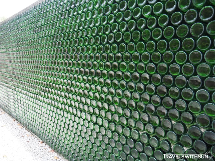 Wall Made Of Glass Bottles And Concrete At Tanjung Tualang Tin Dredge No.5