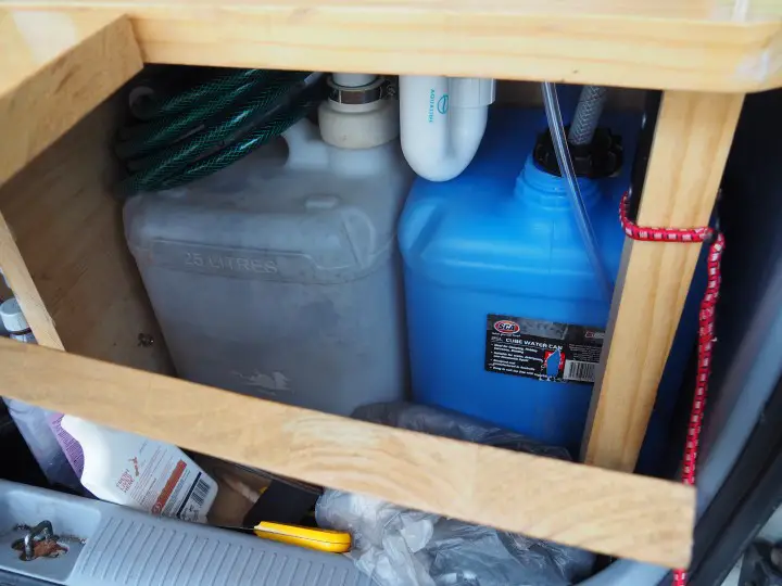 Water system in a certified self-contained camper car