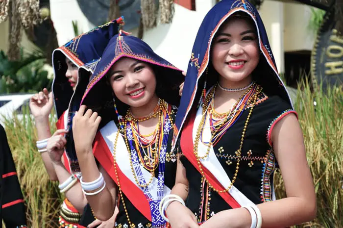 Women Of Kadazan Dusun Ethnic In Traditional Costumes